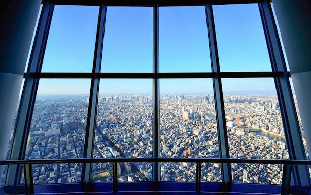 View of Tokyo skyline from Tokyo Skytree observation deck.