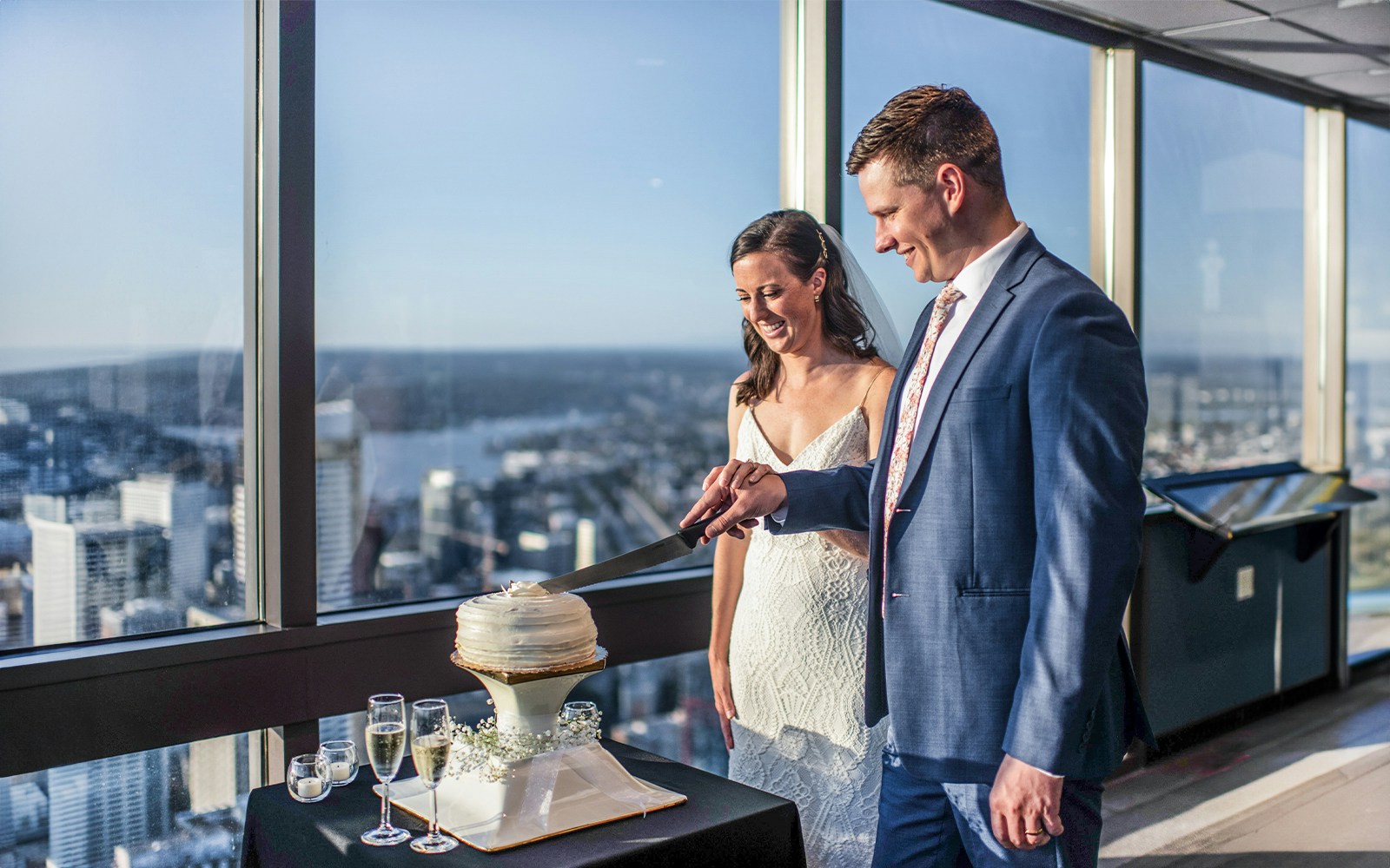 Couple standing in Sky View Observatory