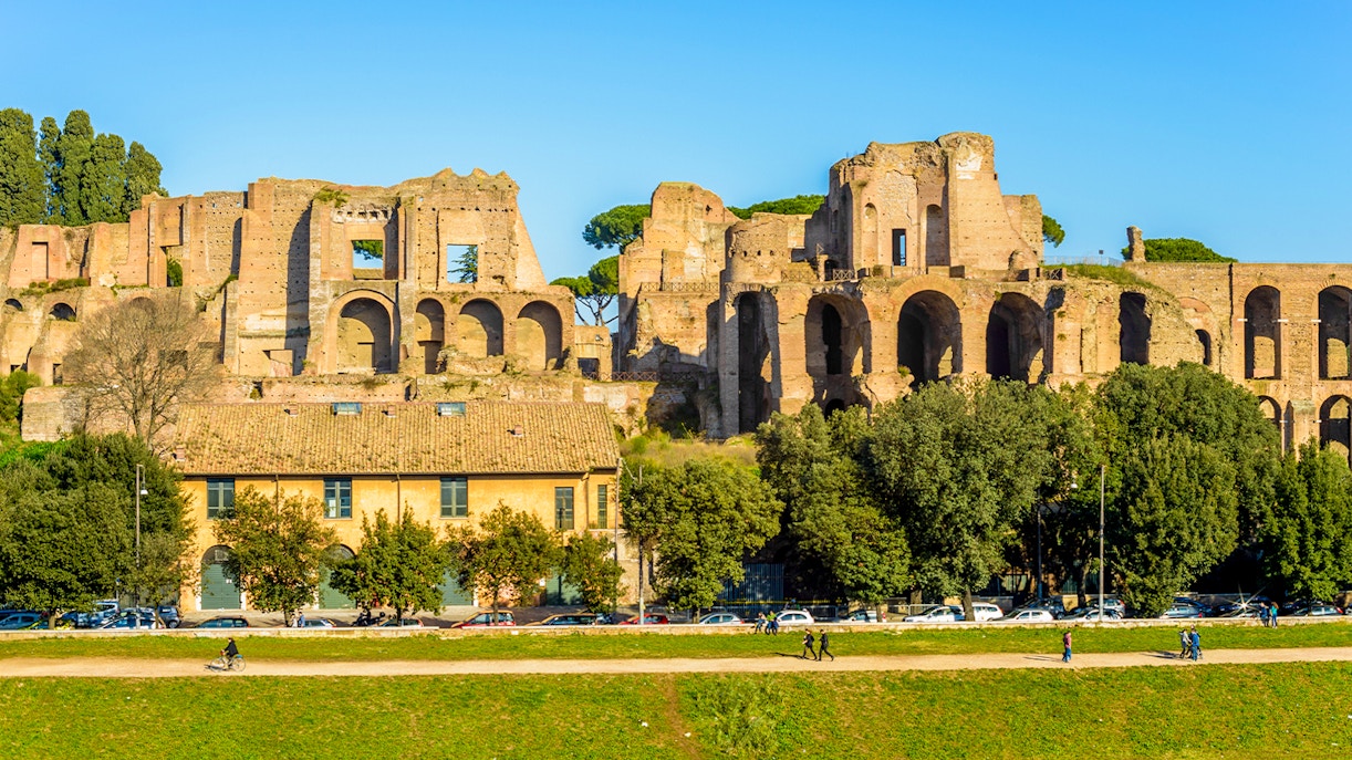 Ancient ruins of Palatine Hill near Circo Massimo, Rome.