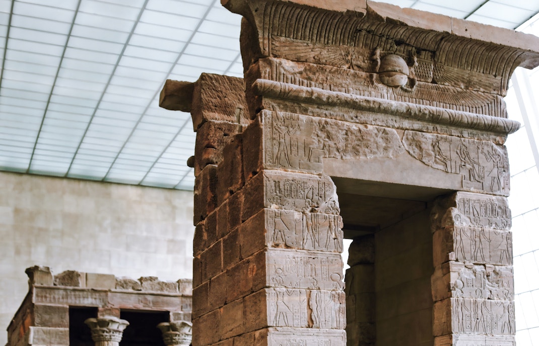 Temple of Dendur at the Metropolitan Museum of Art, New York, ancient Egyptian temple 10 BC.