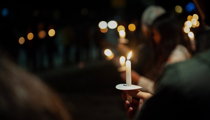 Candlelight vigil during Christmas service at Canterbury Cathedral.