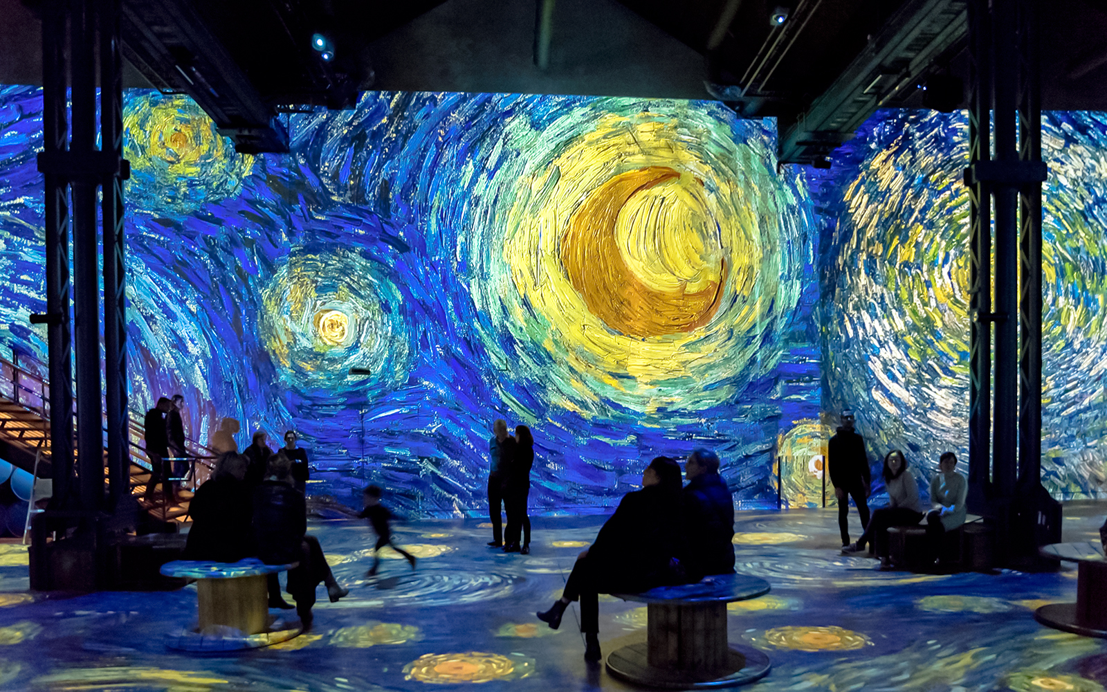 Starry Night immersive art experience at Atelier Des Lumières, Paris.