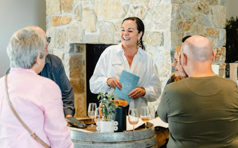 Wine tasting group at Hunter Valley winery, Newcastle tour.