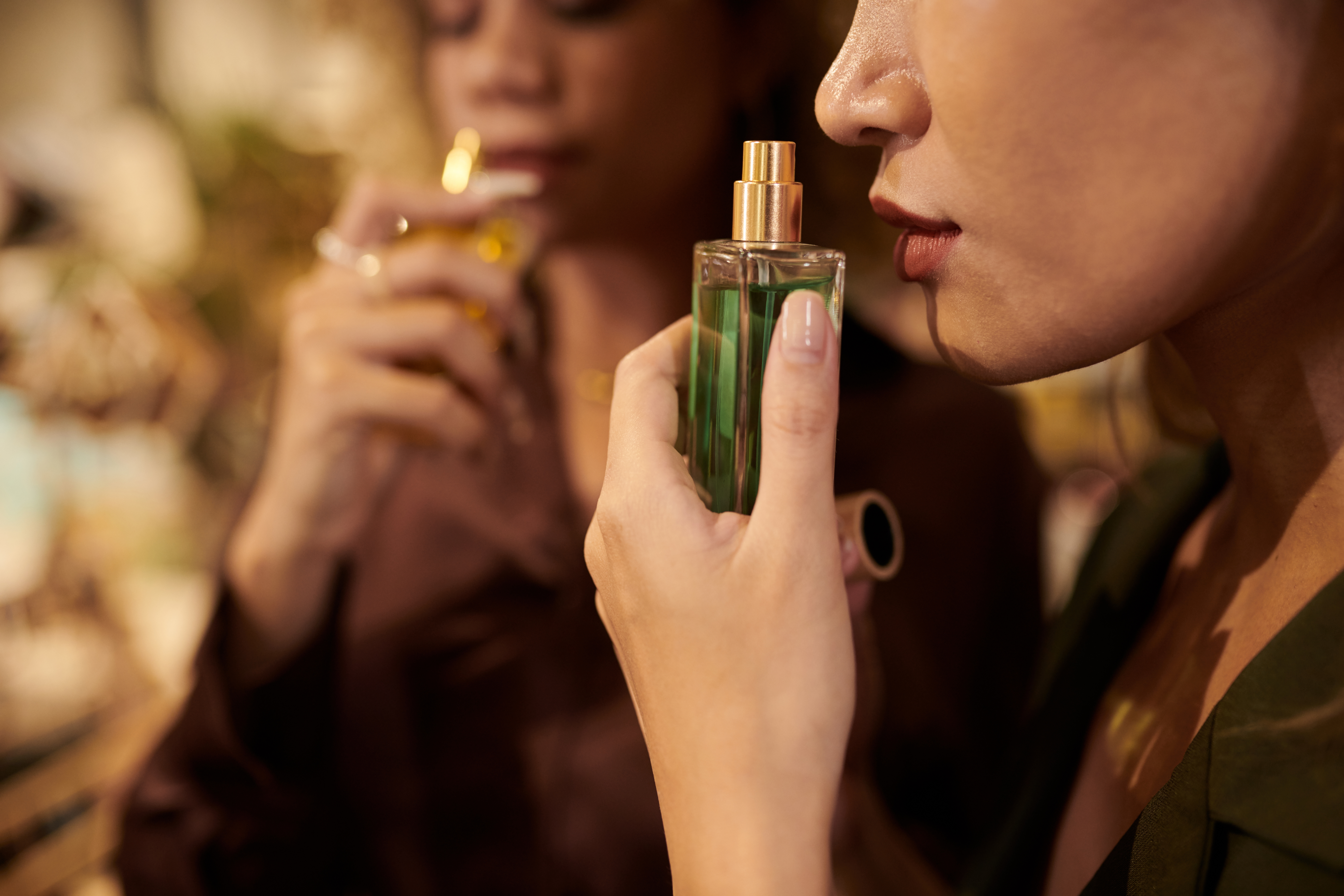 Women sampling organic perfumes in Ireland.
