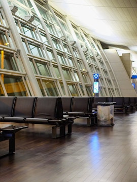 Seating area inside Seoul Incheon International Airport terminal.