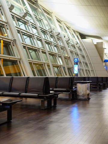 Seating area inside Seoul Incheon International Airport terminal.