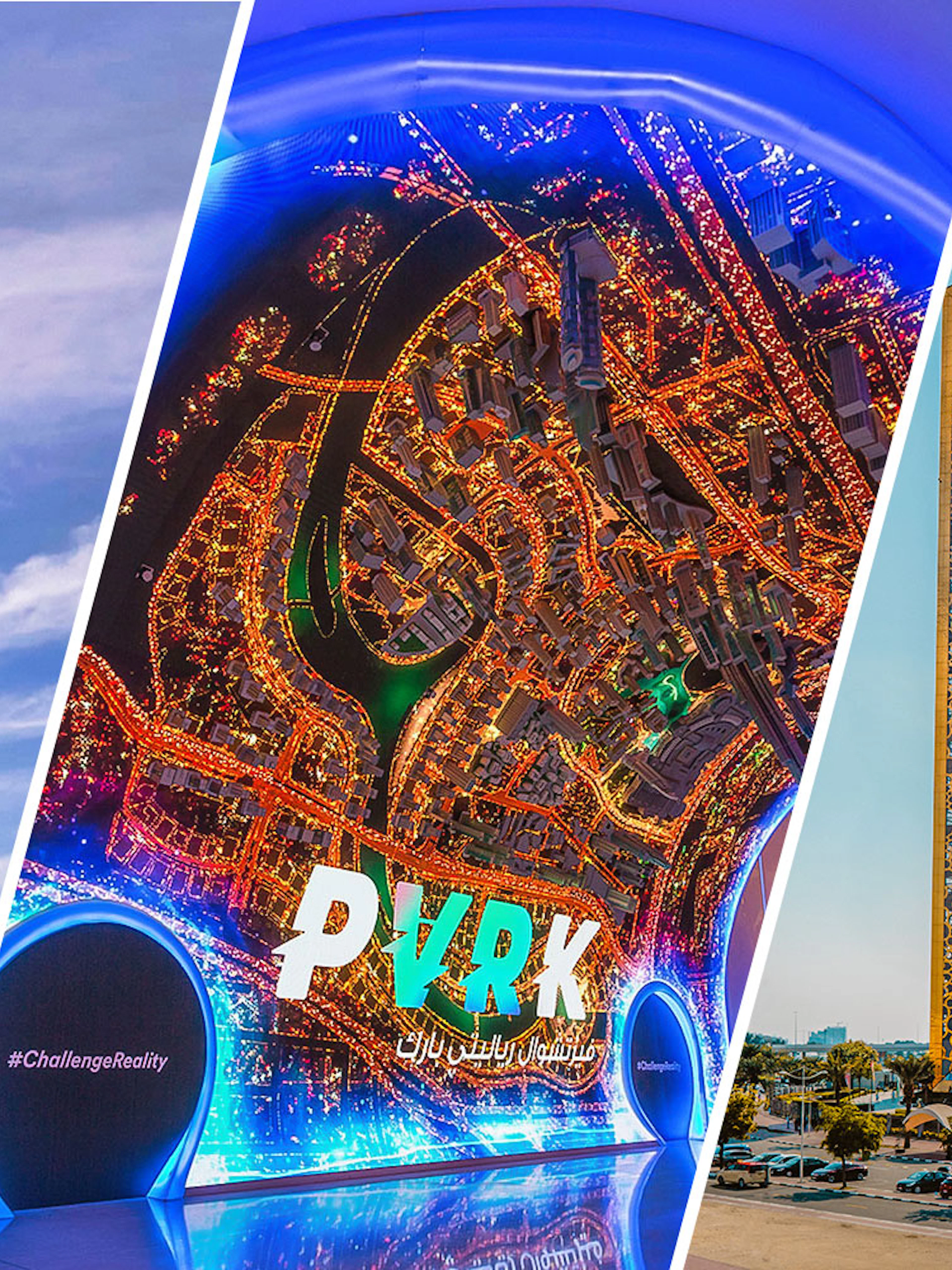Burj Khalifa, VR Park, and Dubai Frame in Dubai.