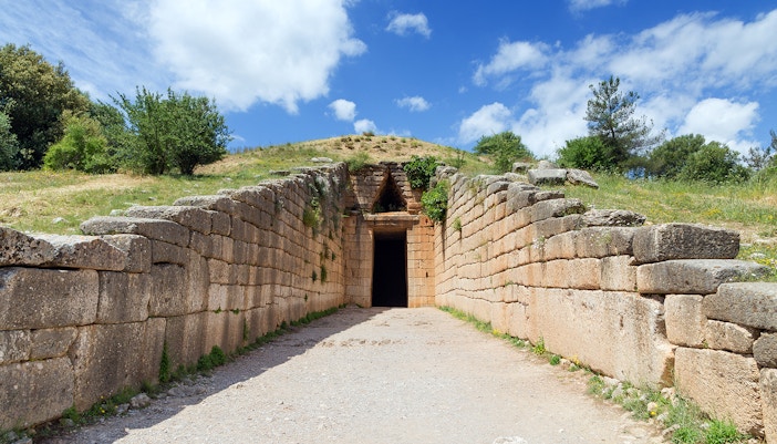 Entrance to the Treasury of Atreus, Mycenae, on the Nafplio-Mycenae-Epidaurus Day Tour from Athens.