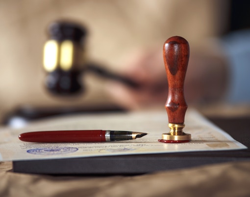 Documents with seal and pen