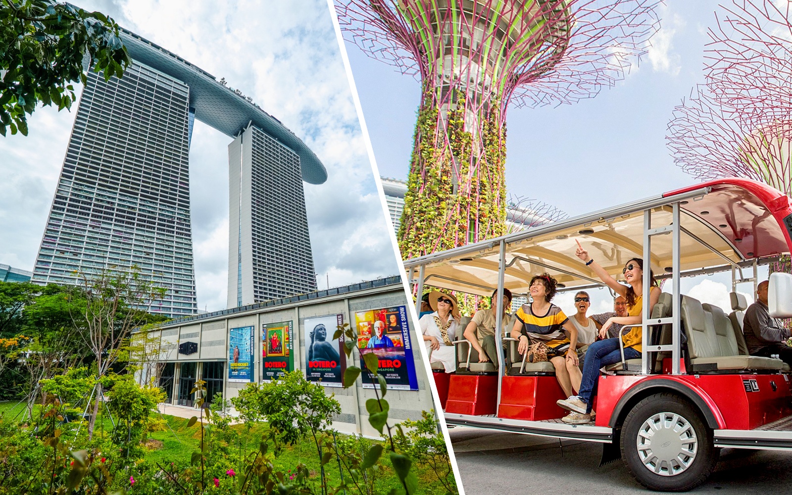 Gardens by the Bay tour with Marina Bay Sands and Supertree Grove near MBA Theatre.