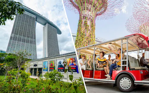 Gardens by the Bay tour with Marina Bay Sands and Supertree Grove near MBA Theatre.