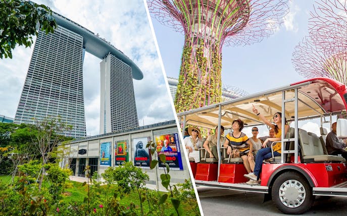Gardens by the Bay tour with Marina Bay Sands and Supertree Grove near MBA Theatre.