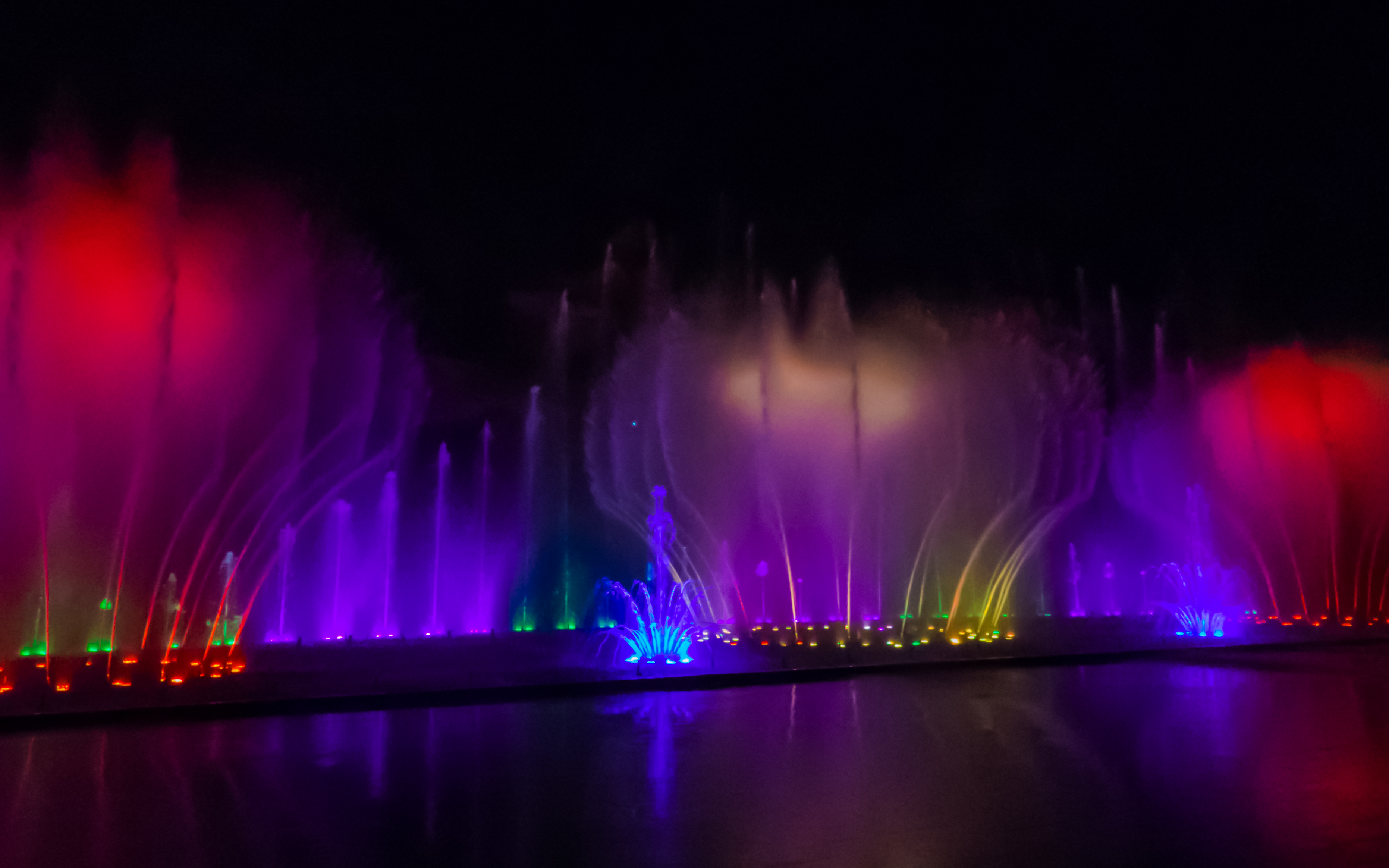 Colorful water fountain show at Vinpearl Amusement Park, Nha Trang.