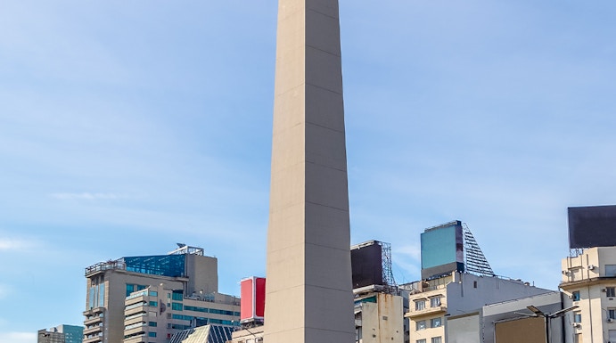 Buenos Aires Obelisk at Plaza de la Republica with cityscape, Buenos Aires, Argentina.