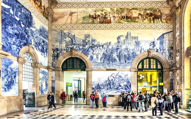 São Bento Station interior with azulejo tiles, Porto City Full-Day Tour.