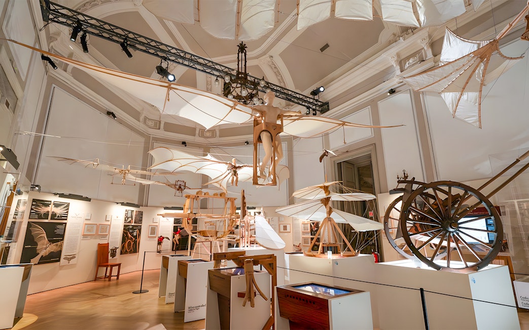 Leonardo da Vinci's flying machines displayed at Leonardo3 Museum, Milan.