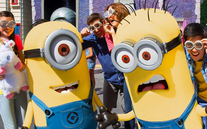 Minions with visitors at Universal Studios Hollywood VIP Experience.