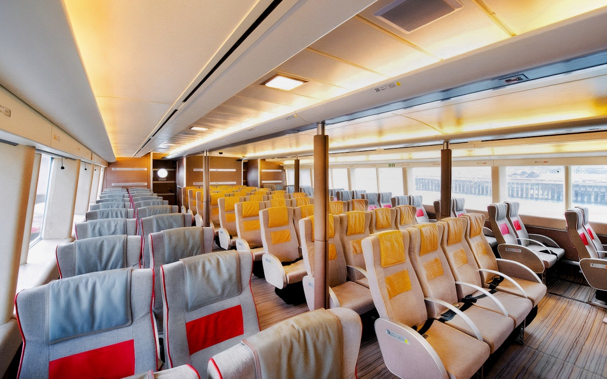 TurboJET Ferry interior seating from Macau to Hong Kong Island.