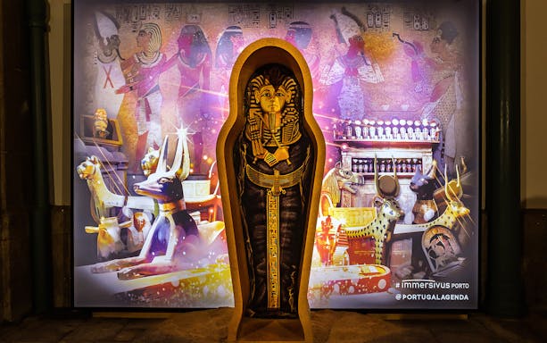 Ancient Egyptian artifacts and sarcophagus with hieroglyphs, Mysterious Egypt tour.