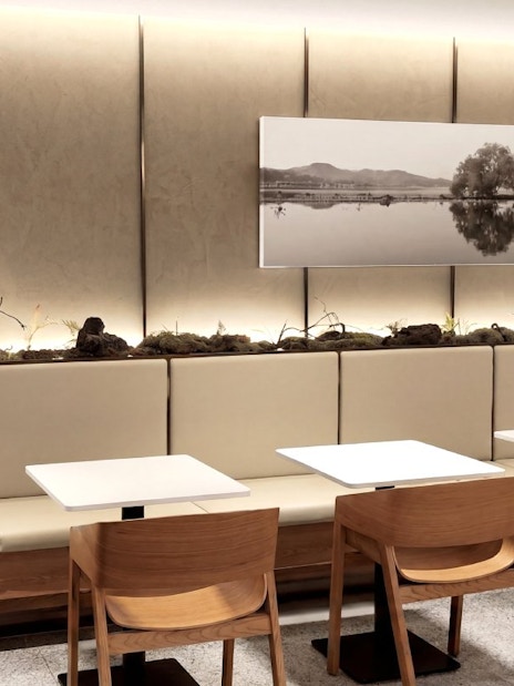 Seating area in Skyhub Lounge, Terminal 1, Incheon International Airport.