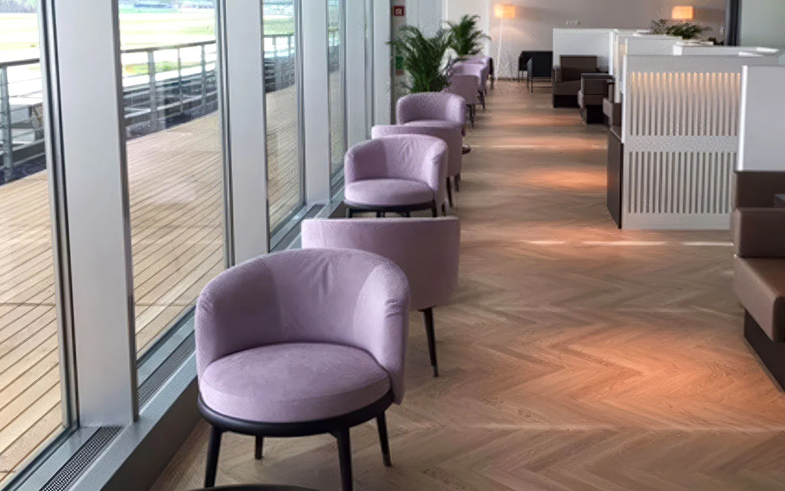 Seating area at Aspire SKY Lounge, Zurich Airport Terminal E.