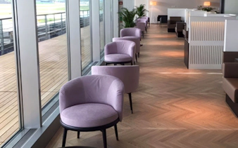 Seating area at Aspire SKY Lounge, Zurich Airport Terminal E.