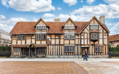 Shakespeare's Birthplace in Stratford-upon-Avon, timber-framed house with red-tiled roof.