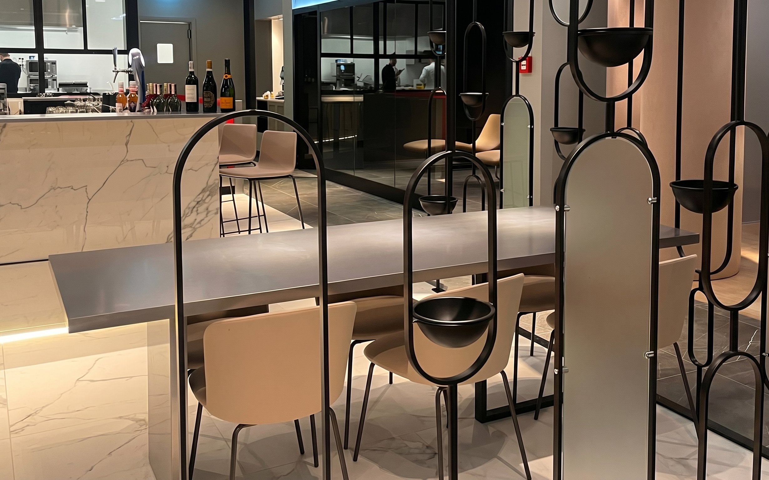 Seating area at Plaza Premium First Lounge, Rome Fiumicino Airport Terminal 1.