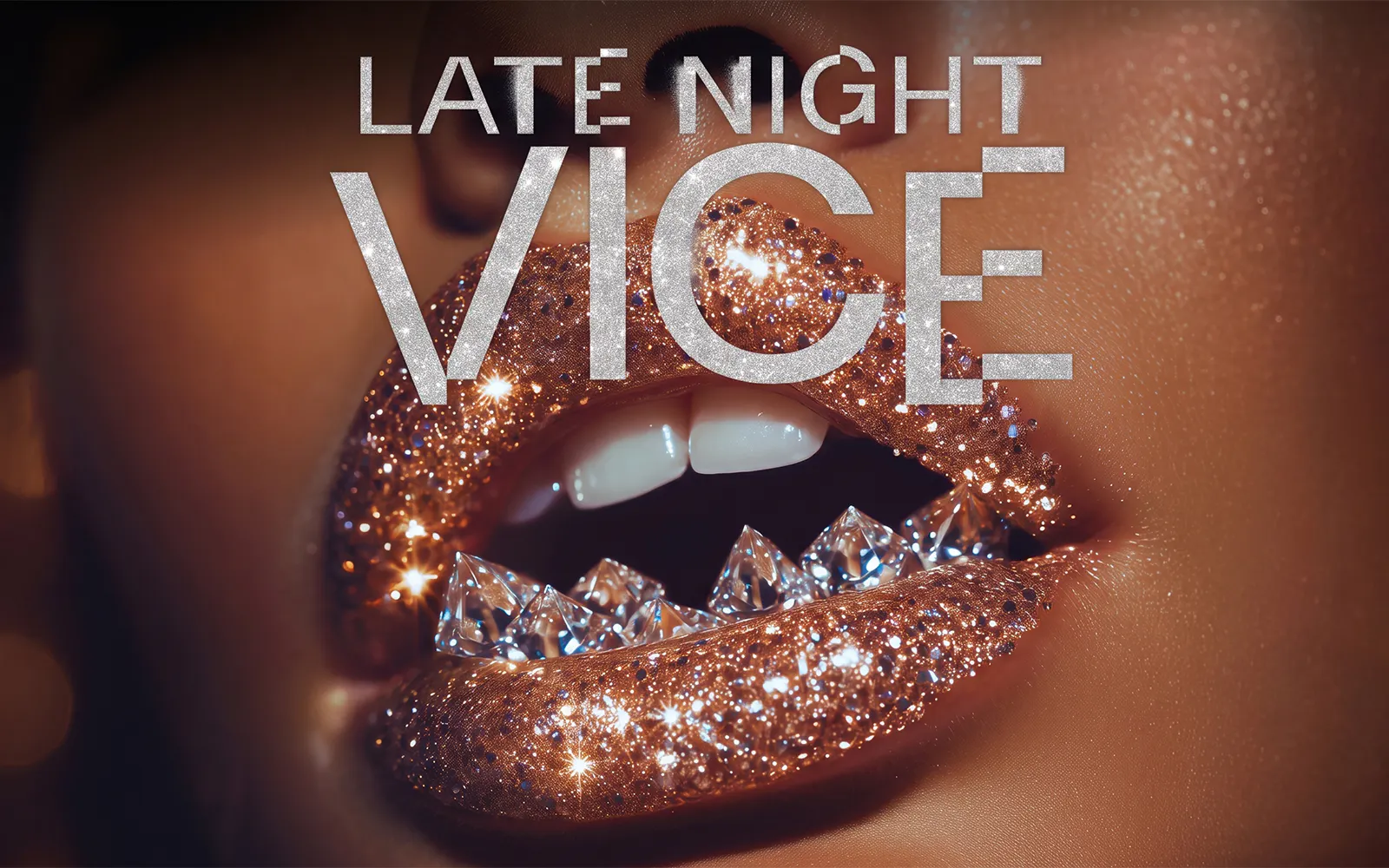 Late Night Vice event poster with sparkling lips, Brisbane.