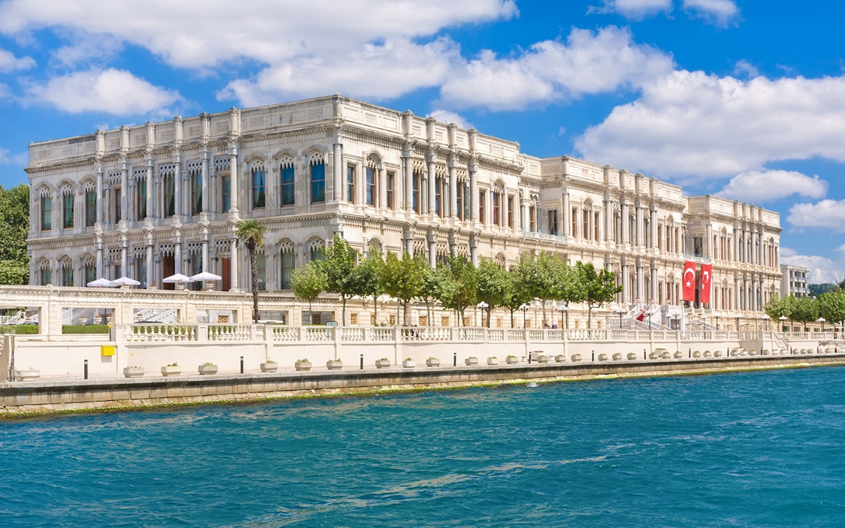Ciragan Palace along the Bosphorus in Istanbul, Turkey.
