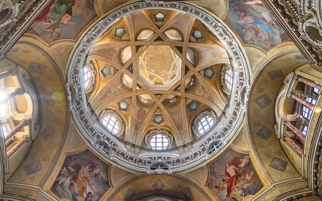 Royal Palace Museum dome with intricate frescoes and architectural details.