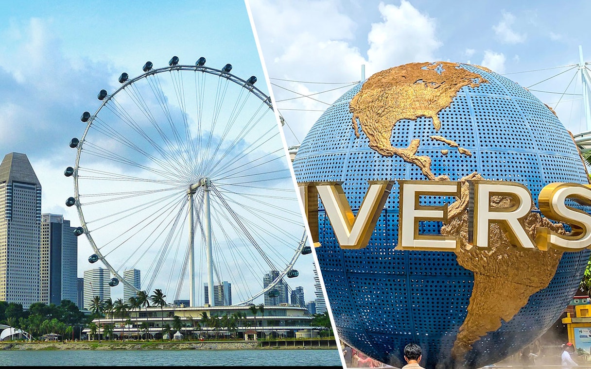 Singapore Flyer and Universal Studios globe, Singapore.