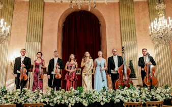 Musicians on stage at Imperial Gala Concert, Palais Auersperg, Vienna.