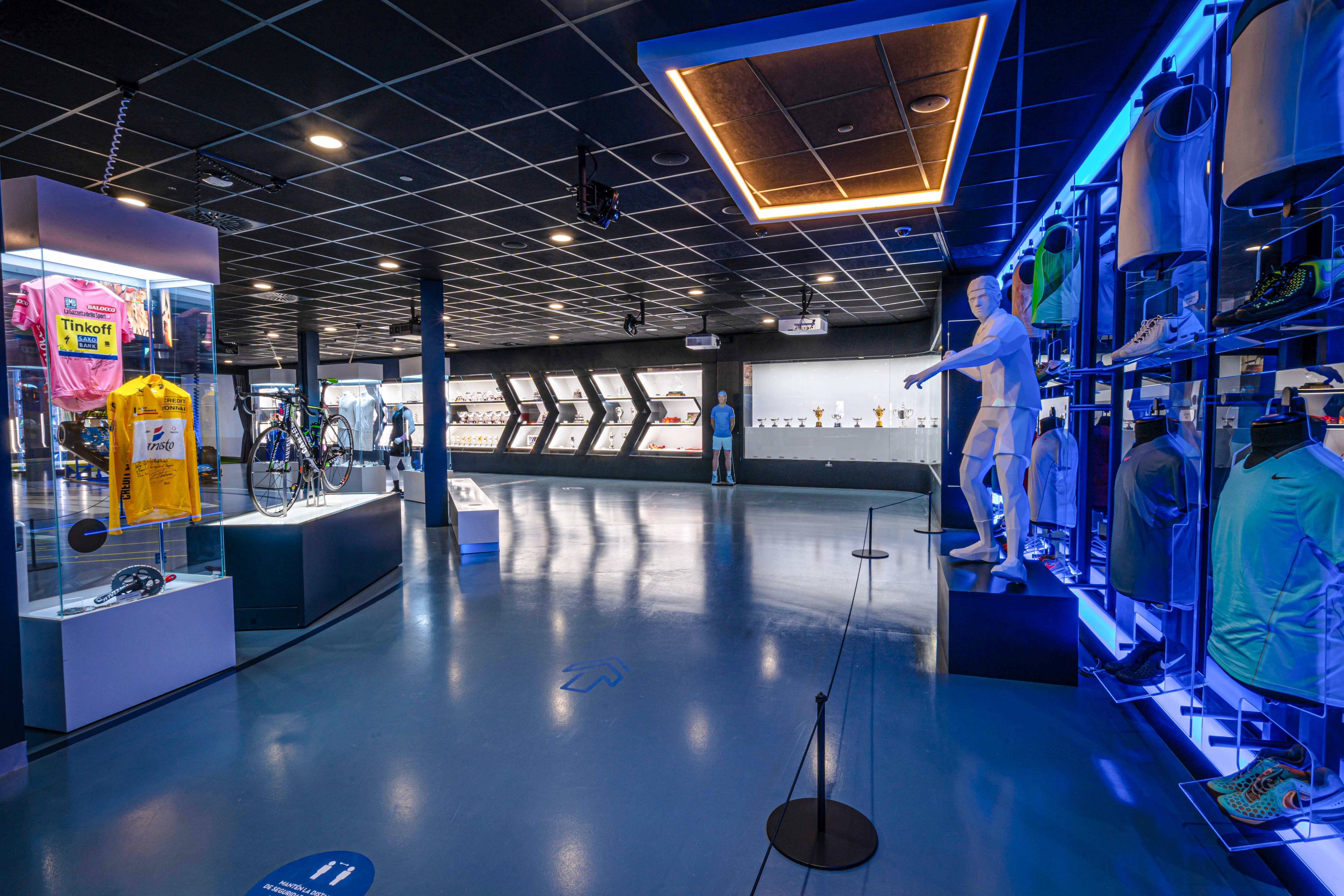 Rafa Nadal Museum Xperience interior with interactive tennis exhibits and memorabilia in Mallorca, Spain.