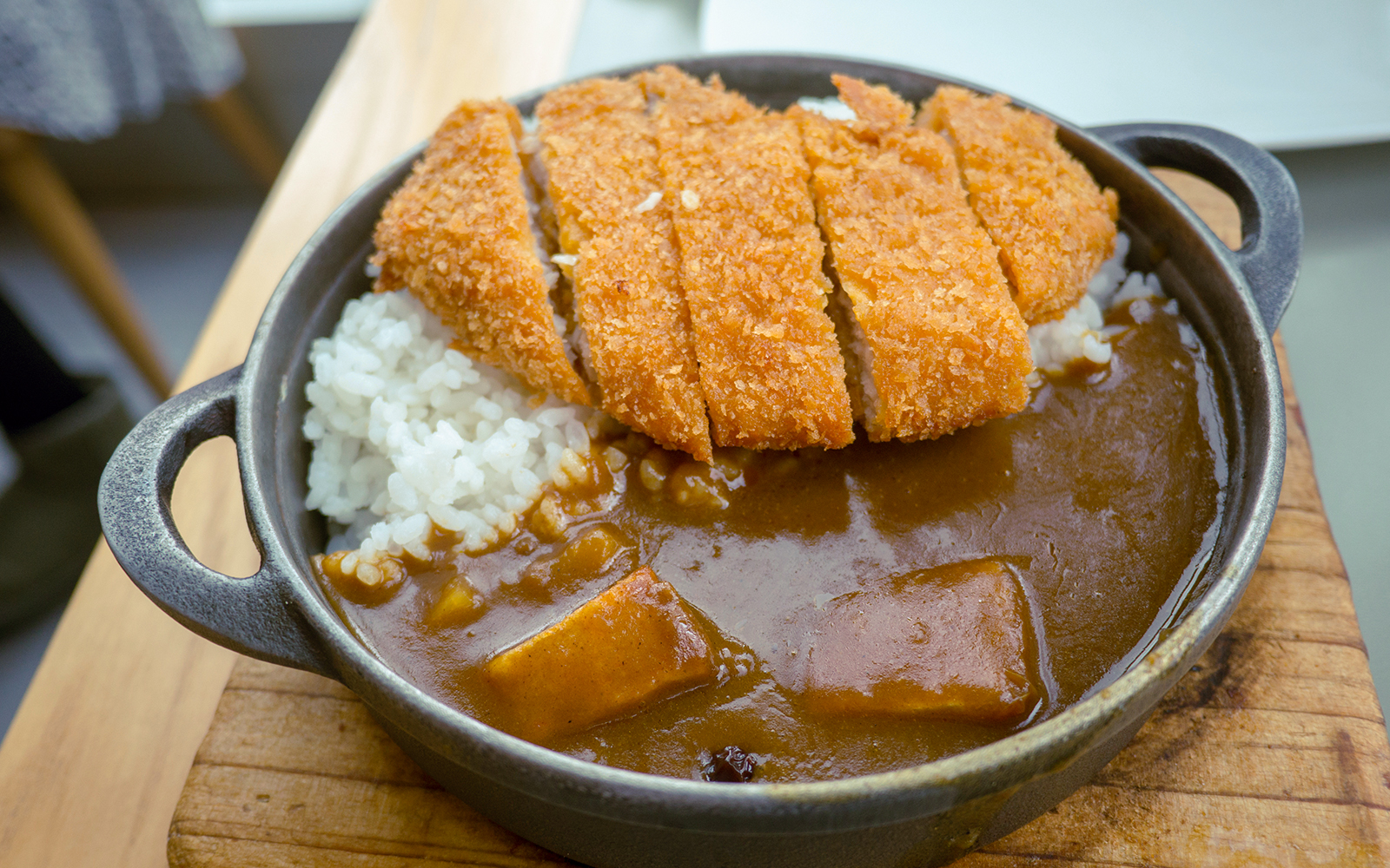 Pork Katsu Curry served in a vintage bowl