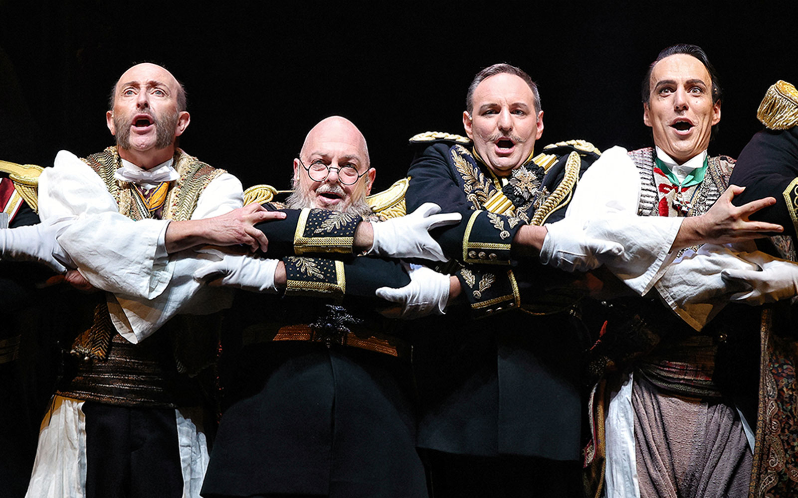 Performers in costume during The Merry Widow in Sydney.