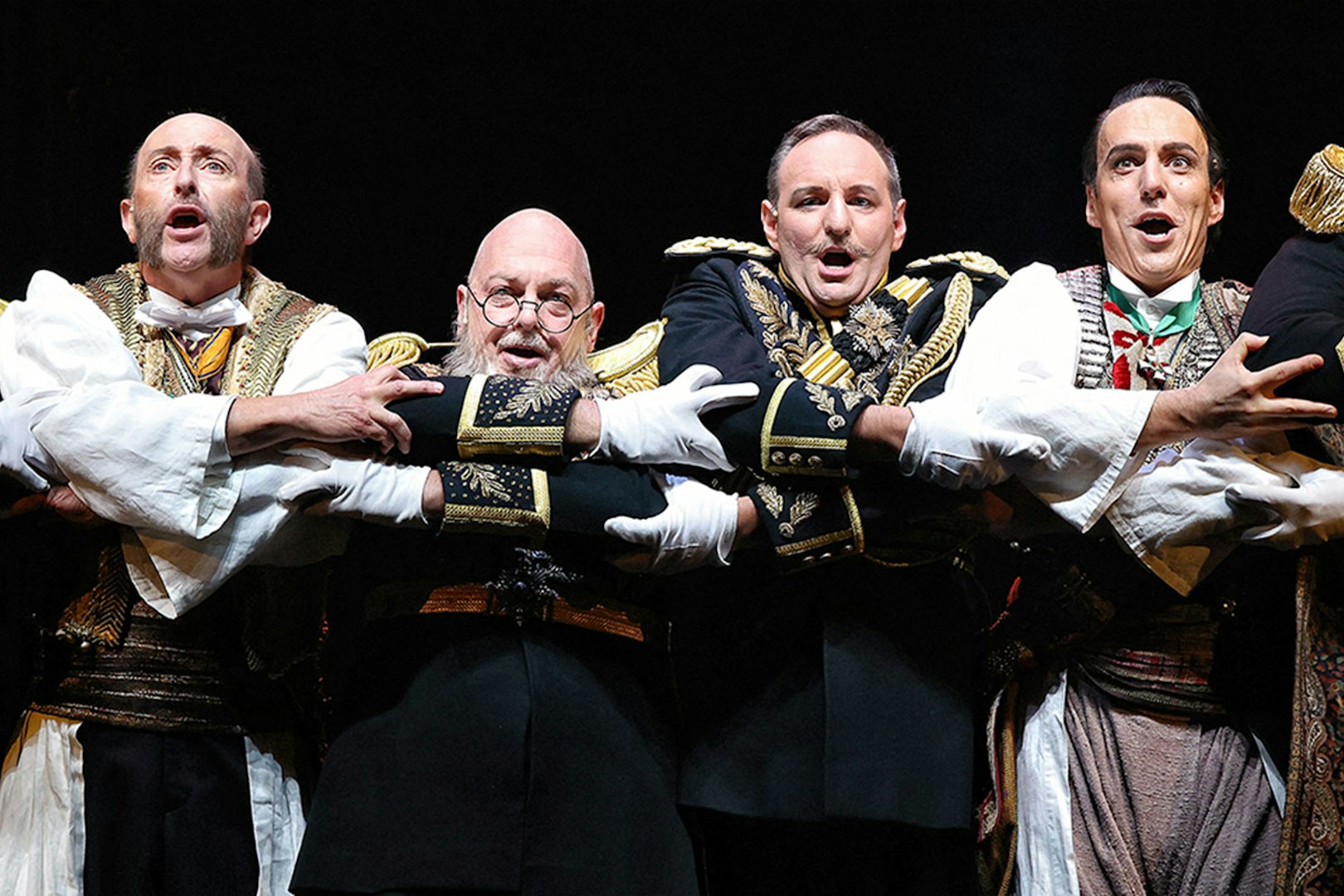 Performers in costume during The Merry Widow in Sydney.