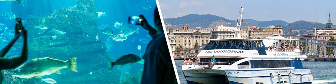 Combo: biglietti Salta la Fila per l'acquario di Barcellona + Crociera con Las Golondrinas