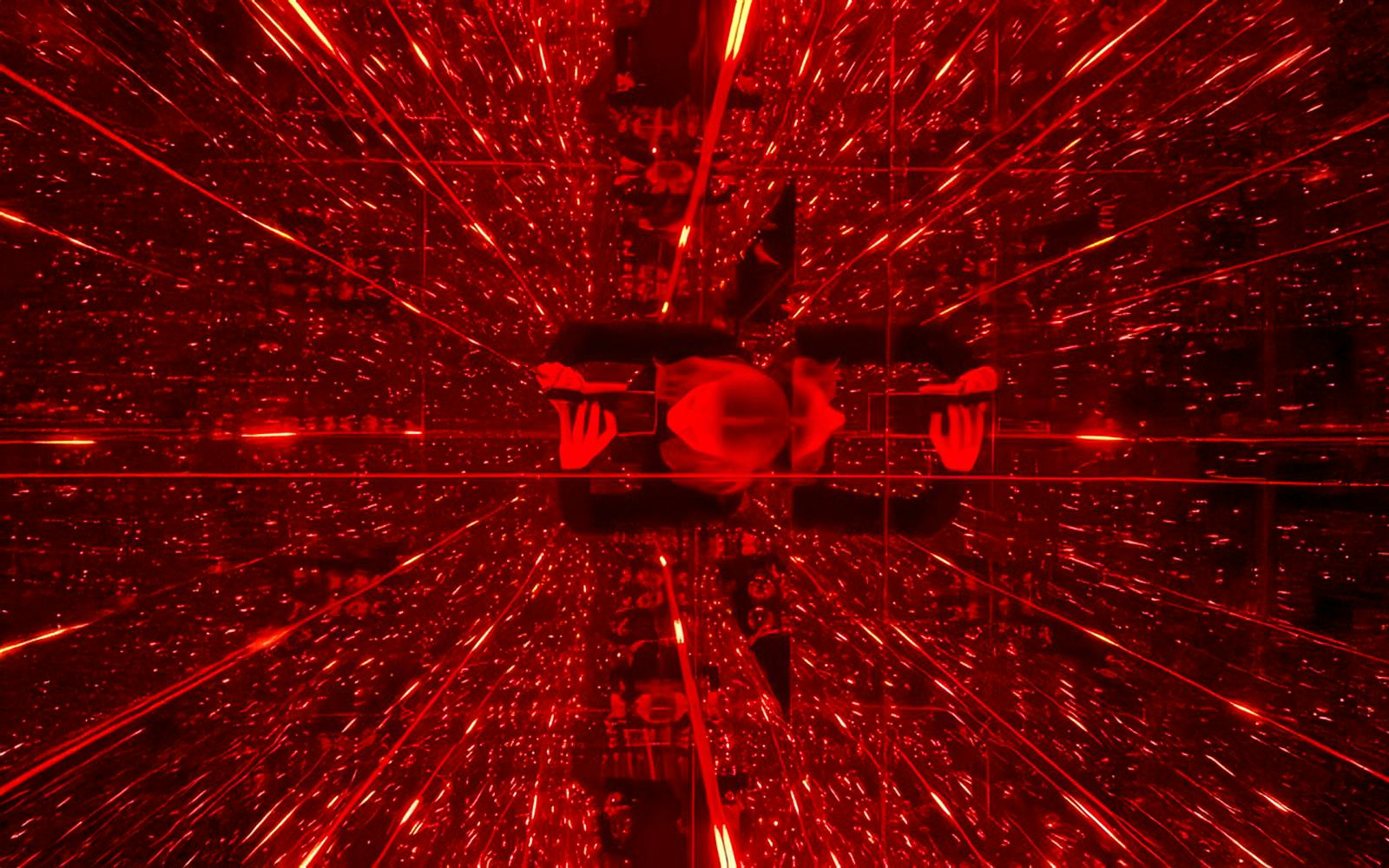 Abyss room with red laser reflections at DeJa Vu Museum Berlin.