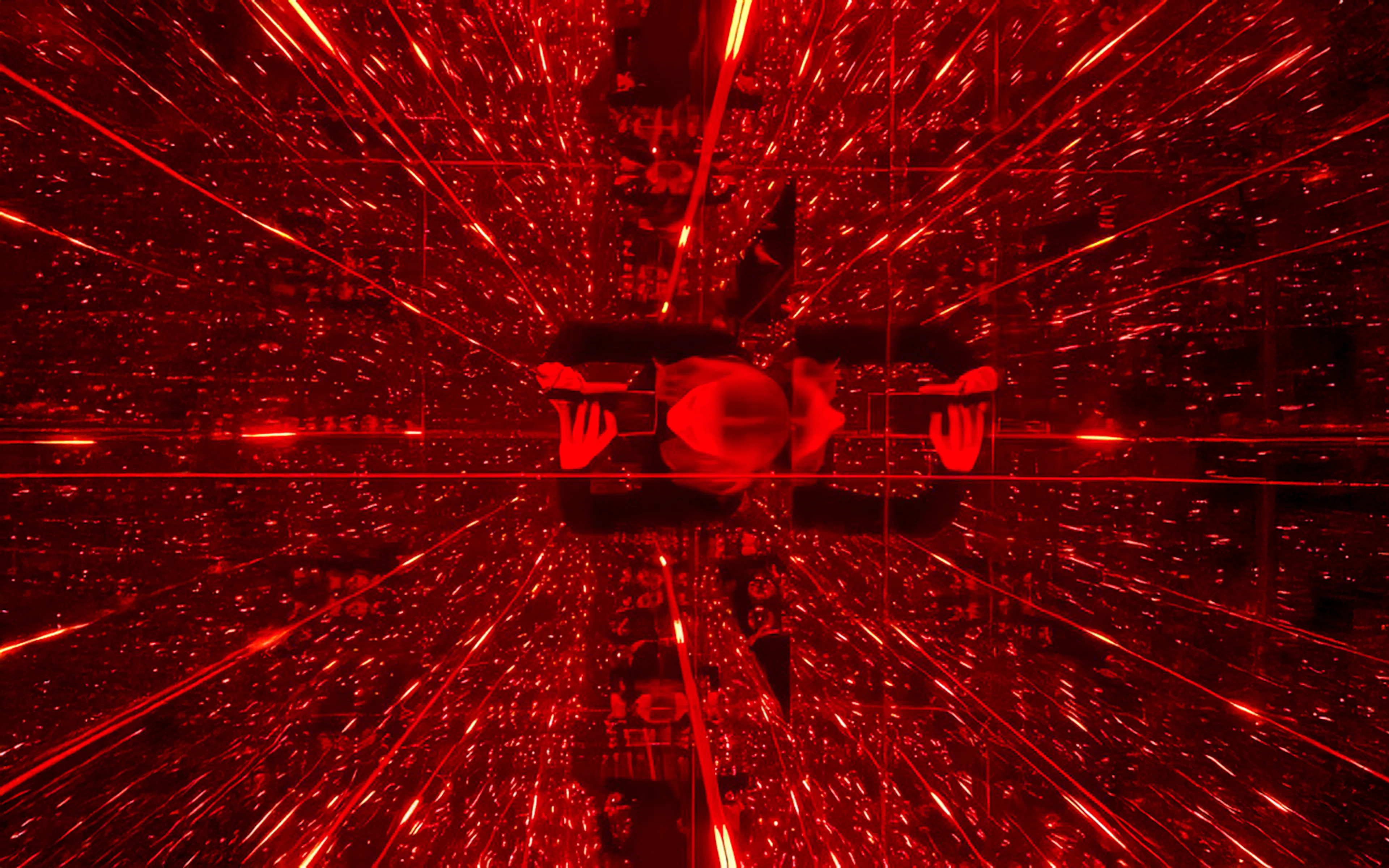 Abyss room with red laser reflections at DeJa Vu Museum Berlin.