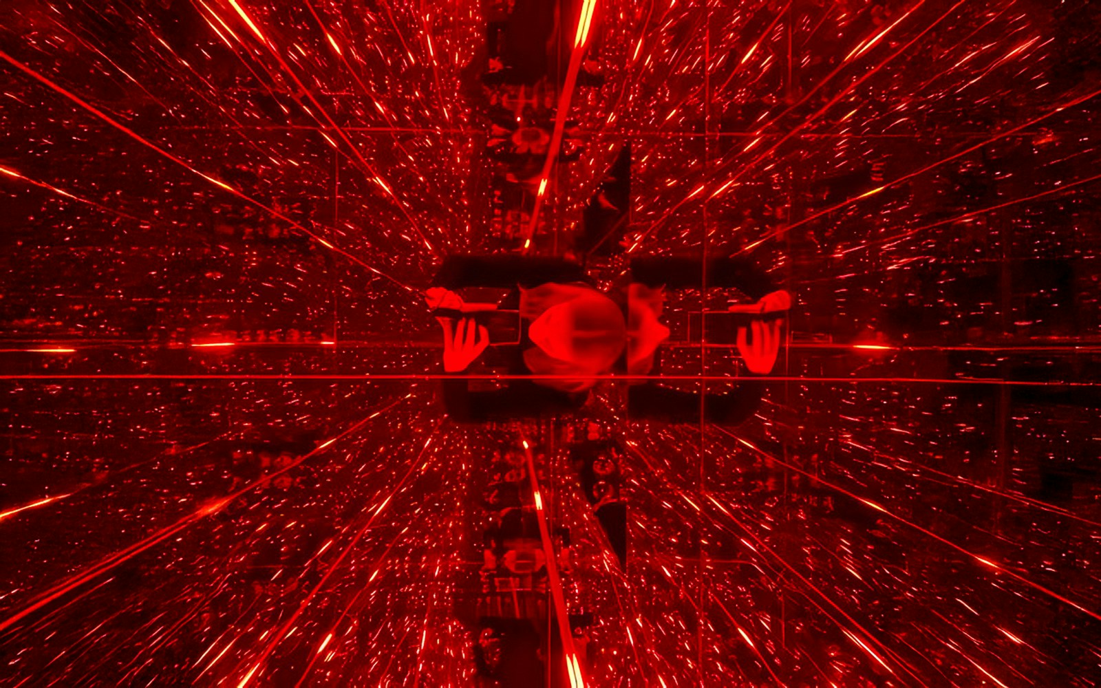 Abyss room with red laser reflections at DeJa Vu Museum Berlin.