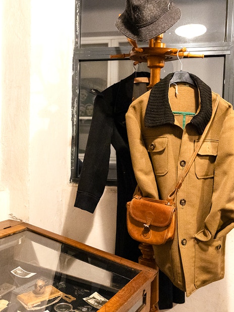 Coat and hat display at Schindler's Factory, Krakow, part of the Wieliczka Salt Mine tour combo.