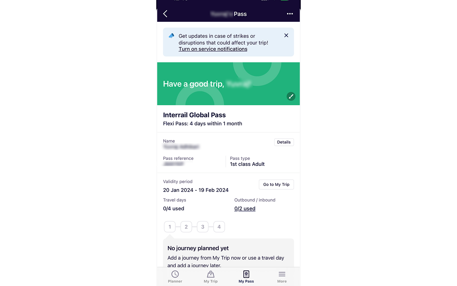 guia interrail - Visualización de billetes - Activación del pase