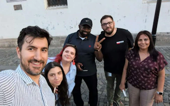 Participants enjoying Bucharest Spy Game, Operation Troy, during a self-guided city exploration.