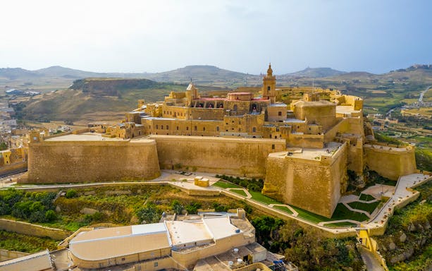 Aerial view of the Citadel in Gozo, Malta, featured in the Gozo Jeep Tour.