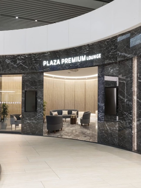 Entrance to Plaza Premium Lounge at Leonardo da Vinci-Fiumicino Airport Terminal 1.