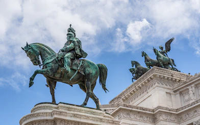 Equestrian statue and chariot sculpture at Altare della Patria, Rome.