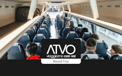 Passengers seated inside ATVO bus from Venice Marco Polo Airport to Venice Mestre Central Train Station.