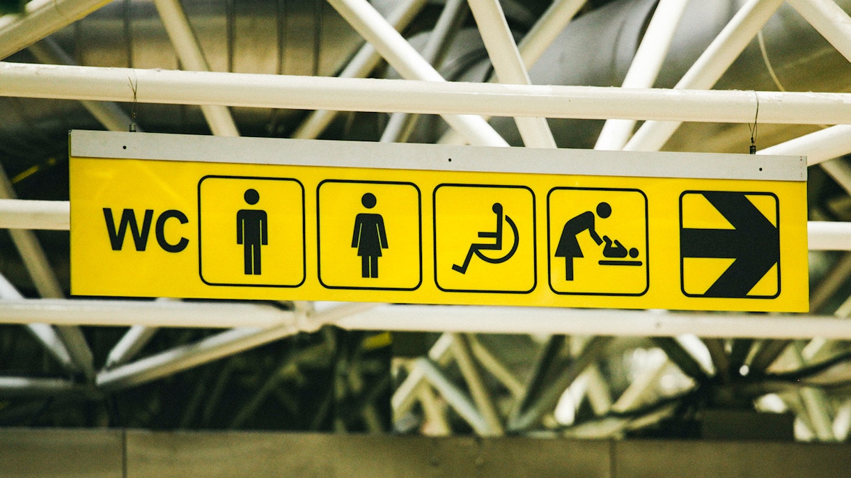 Restroom facilities sign at St Paul's Cathedral, including accessible and baby changing options.