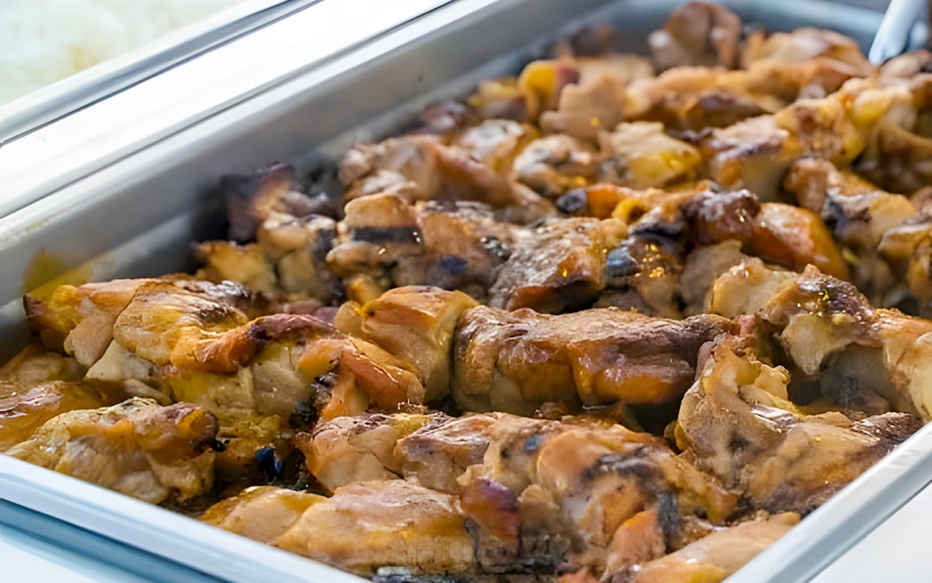 Polynesian pork dish served at Germaine's Luau in Hawaii.